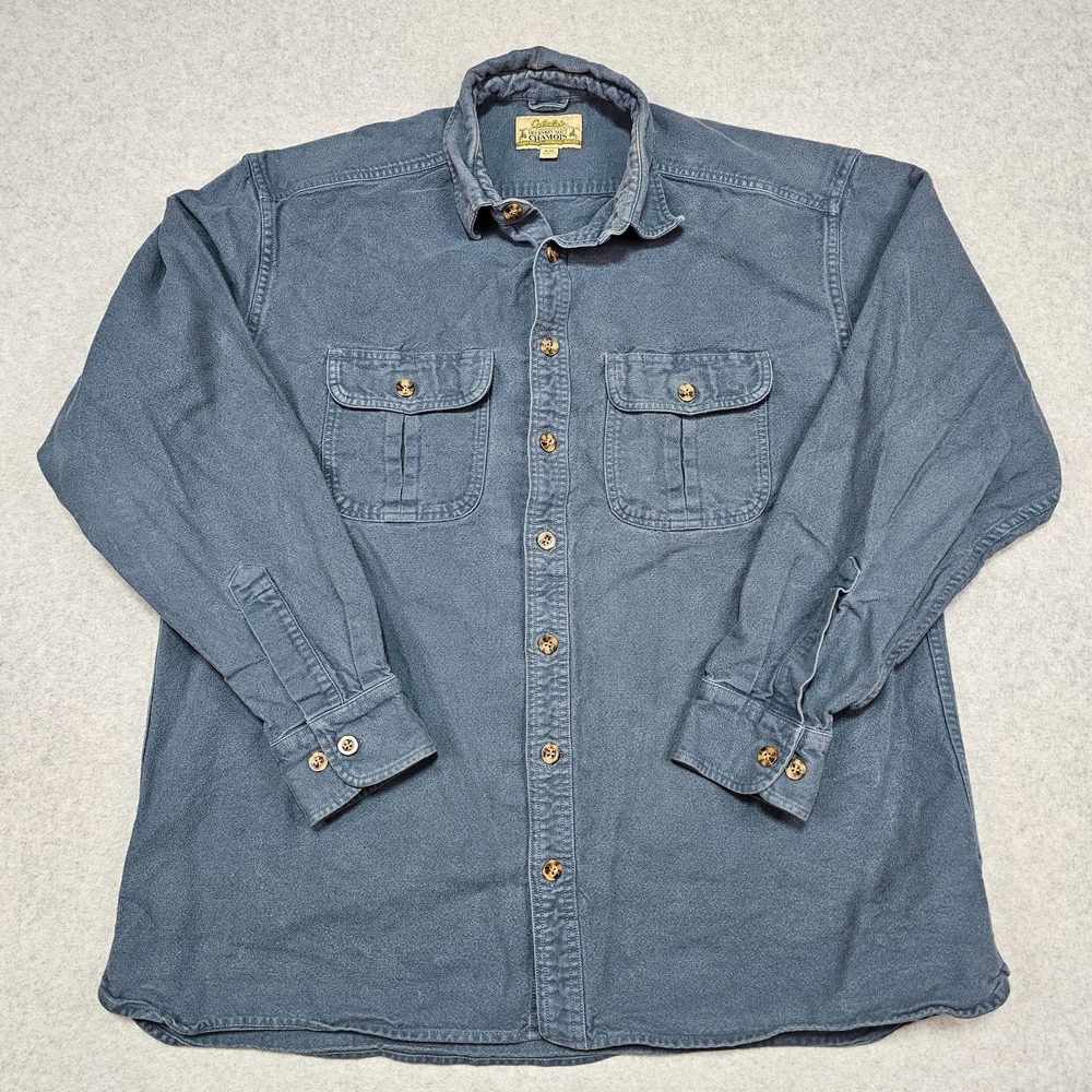 Cabelas Men's Deerskin Soft Chamois Flannel‎ Shirt XLT Blue Long Sleeve Shacket